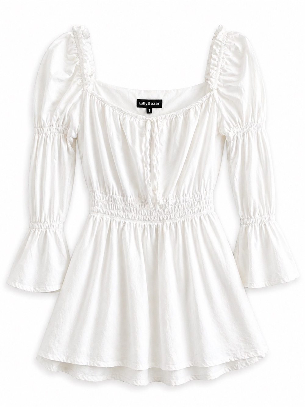 EllyBazar White Peasant Blouse